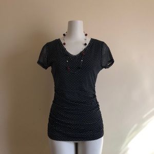 🆕 New York & Company Black Pooka Dot XS Blouse 🆕